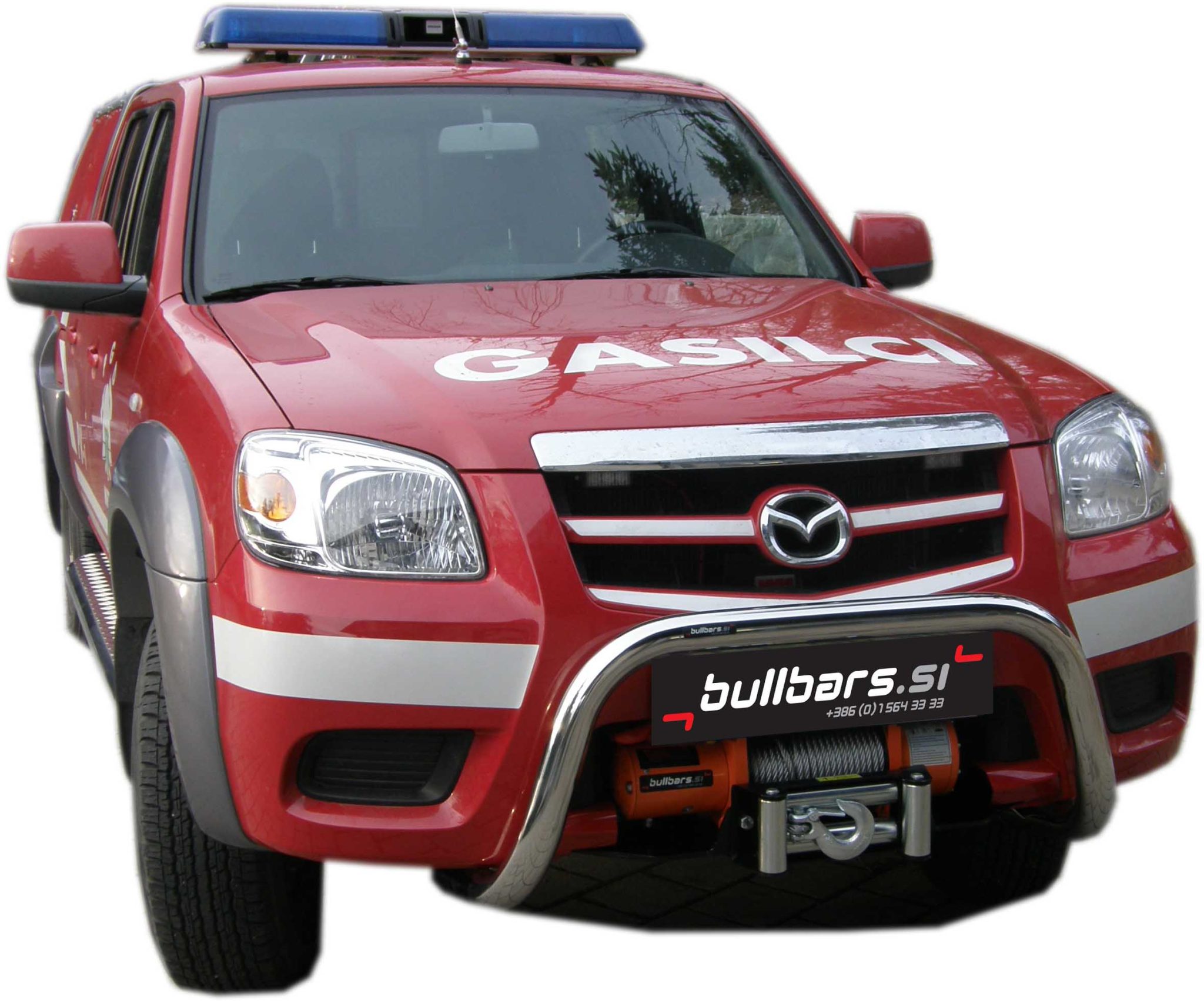INOX bull bar za gasilska vozila + električni vitel Mazda BT 50