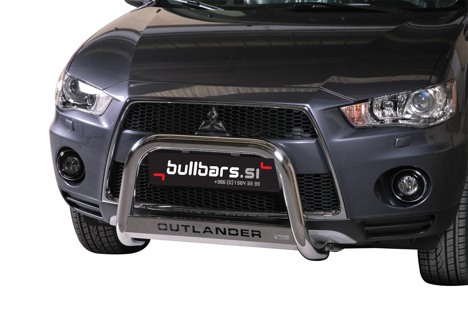 EU INOX bull bar fi63 z napisom OUTLANDER Mitsubishi Outlander (2010