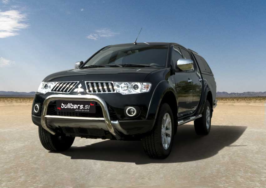 mitsubishi-l200-eu-inox-bull-bar-fi70-s-precno-cev.jpg EU INOX bull bar fi70 s prečno cevjo - Mitsubishi L200 (2006-2009) - slika 1