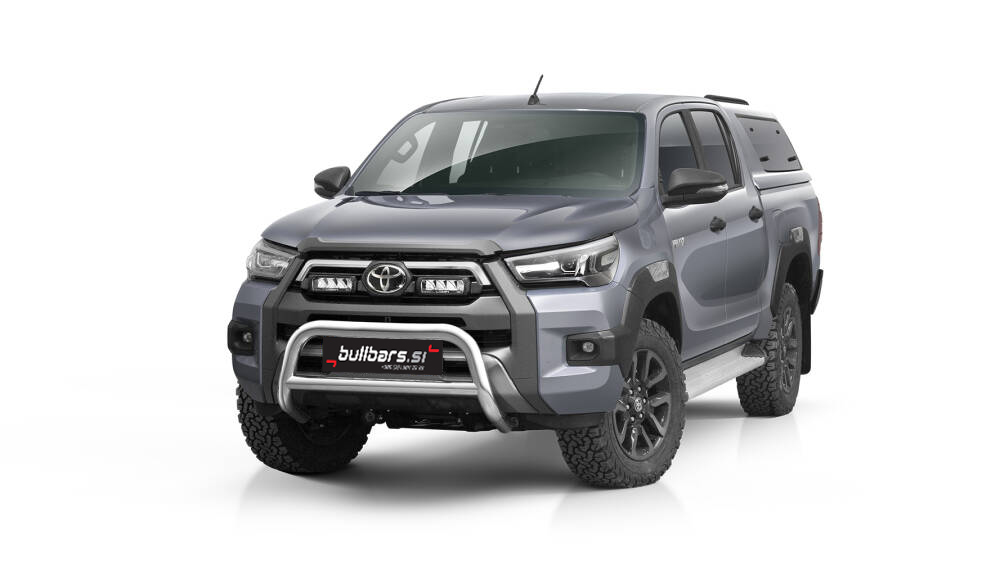 2 INVINCIBLE EU INOX bull bar fi70 s prečno cevjo – Toyota Hi lux (2021-) - slika 1