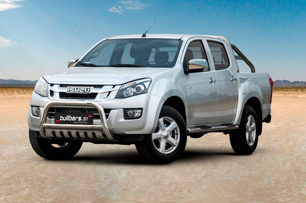 D-MAX-R1270-04 EU INOX bull bar fi70 z zaščitno ploščo – Isuzu D-MAX (2012-2017) - slika 1