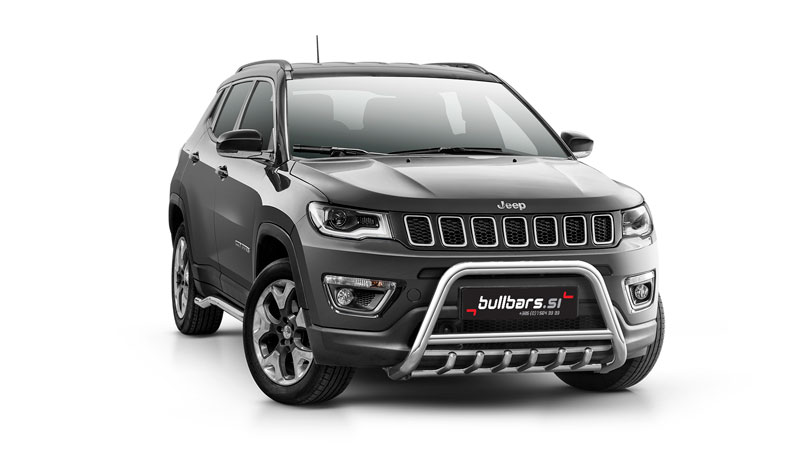 COM-R1760-00 EU INOX bull bar fi60 z zaščitnimi cevkami – JEEP Compass (2017-2021) - slika 1